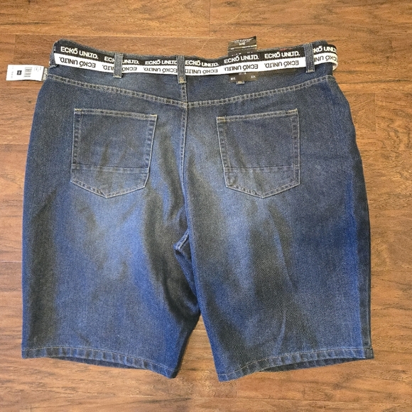 NWT Ecko Unltd Jean Shorts Mens Size 46 759 Relaxed Fit Belted Denim Jorts - Picture 2 of 6